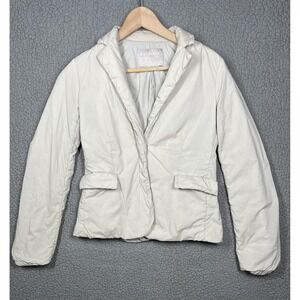 Athleta Jacket Womens XS Light Gray Puffer Blazer Insulated Quilted Snap Front